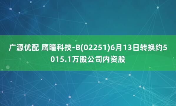 广源优配 鹰瞳科技-B(02251)6月13日转换约5015.1万股公司内资股